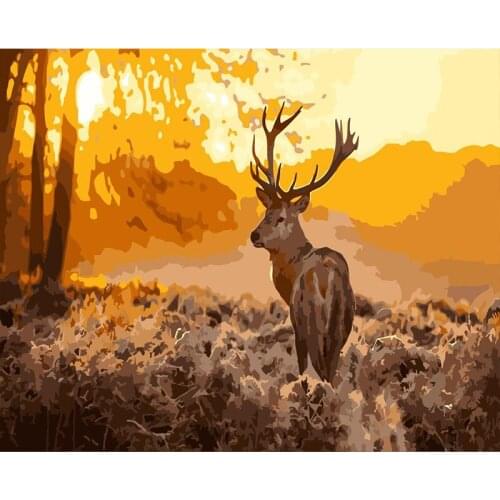 DIY HandPainted Oil Painting Painting By Numbers animal deer Picture Paint Unique Gift Home Decor