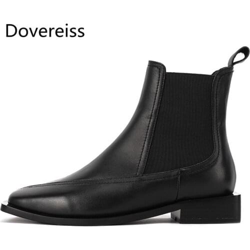 Dovereiss Fashion Womens Shoes Winter Elegant Concise Mature Pure color off-white Slip on flats Short boots 33-43