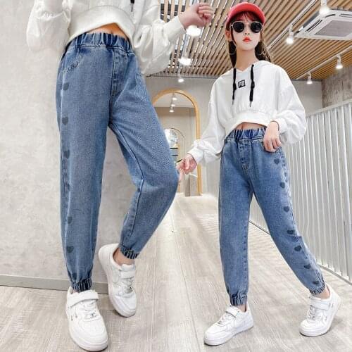Jeans Girl Spring Autumn Slim Jeans Kids Solid Color Childrens Jeans Casual Style Childrens Jeans Clothes For 4 6 8 10 12 14