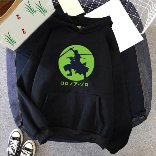 2021One Piece Anime Print Hoodies Men Roronoa Zoro Sweatshirts Pockets Streetwear