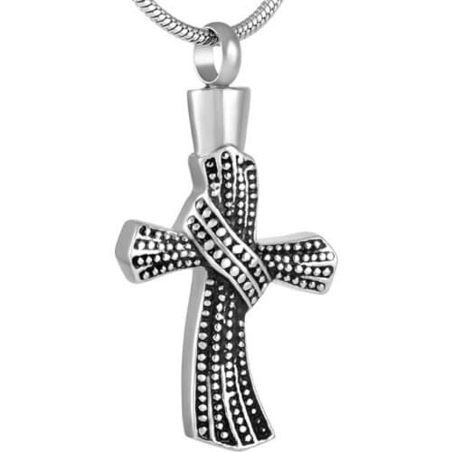 IJD8598 Memory House Cross Urn Necklace For Ashes Stainless Steel Keepsake Memorial Cremation