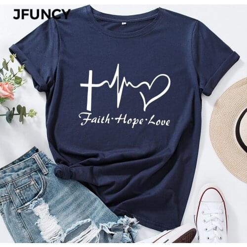 JFUNCY Plus Size Womens T Shirt 100% Cotton Short Sleeve T-shirt Creative Graphic Print Tees Female Tshirt Woman Tops