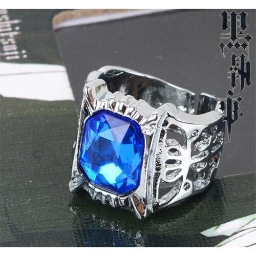 Anime Black Butler Ring Ciel Phantomhive Sebastian Michaelis Metal Rings Cosplay Accessories Souvenirs Figure Gifts