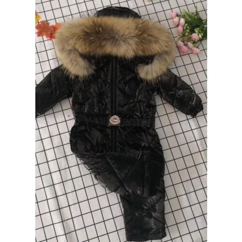 Real fur hooded 2020 Winter Jacket child jackets children jumpsuit snowsuit girl overall down romper child ski suits outerwear