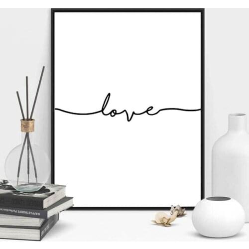 Love Letters Black And White Frames Canvas Print Inspirational Poster Wall Art Modern Home Decor Painting Pictures On The Wall
