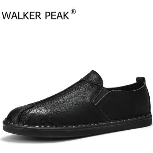 Mens Driving Shoes 2020 Autumn Men Genuine Leather Loafers Shoes Fashion Handmade Soft Breathable Moccasins Flats Slip On Shoes