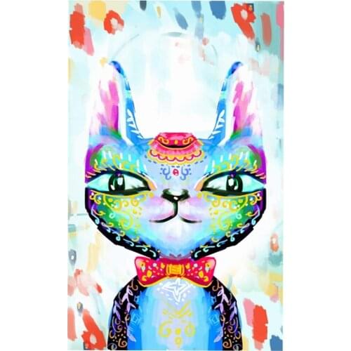 5D DIY Poured Glue Diamond Painting Kits Scalloped Edge for Adults Animal Round Drill Rhinestone Embroidery Home Wall Decor Cat