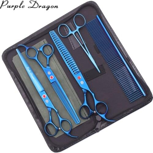 Pet Scissors Set 8" Purple Dragon Brand Dog Grooming Scissors Professional Straight Shears Thinning Shears Curved Scissors 3005