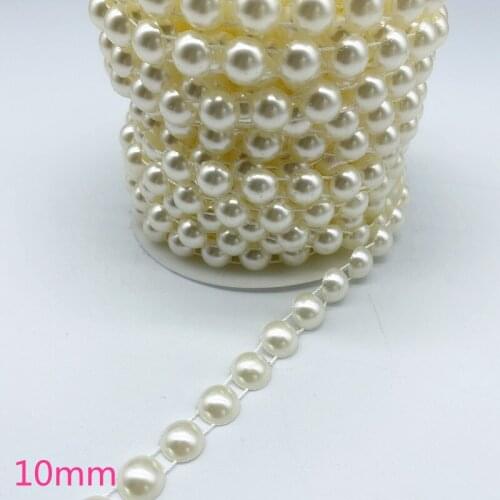 New 1 Yards 10mm Artificial Pearls Flower Beads Chain Garland Flowers Wedding Party Decoration Diy Accessories #08