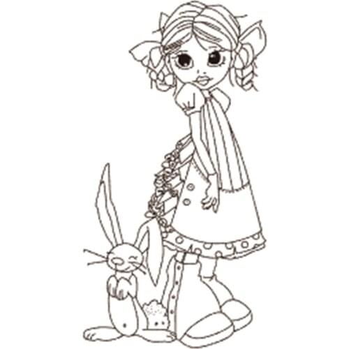 10x6 Girl bunny New Transparent Clear Rubber Stamp Sheet Cling Scrapbooking Photo Album PaperCard DIY Craft