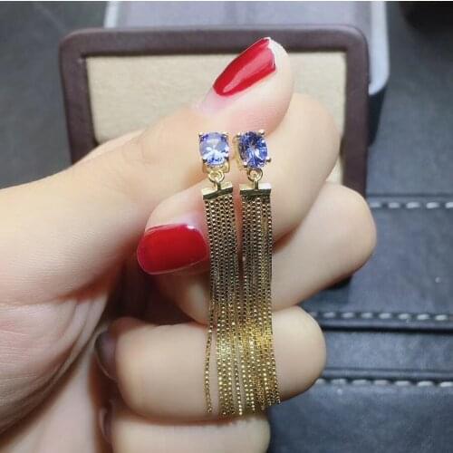 New Coming Natural and Real Tanzanite Earring Natural And Real 925 sterling silver Tanzanite Earring