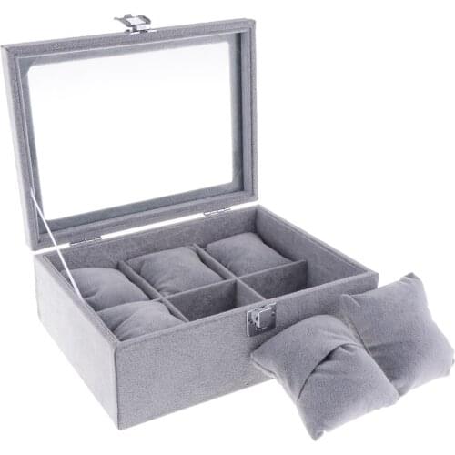Bracelet Watch Organizer Velvet Jewelry Tray Showcase with Clear Viewing Lid