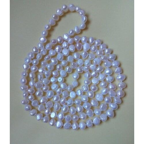 5 colors new genuine frehswater pearl necklace 50" opera necklace nature baroque 7-8mm