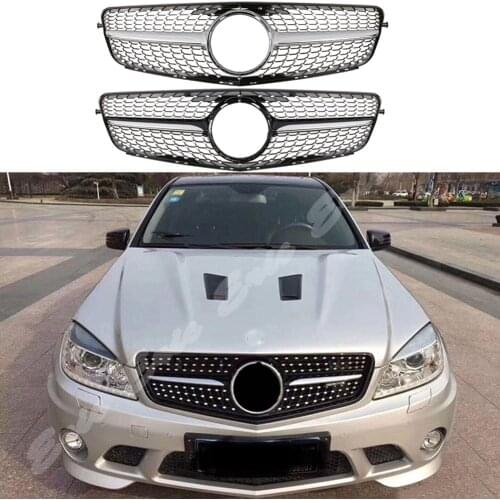 Front Racing Billet Bumper Grille Upper Facelift Grill For Mercedes-Benz W204 C Class 2008 2009 2010 2011 2012 2013 2014 Diamond