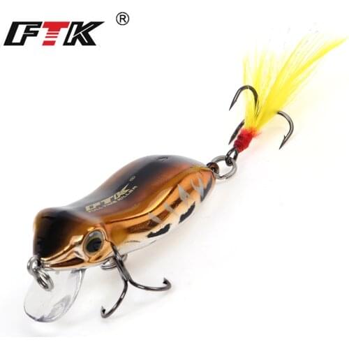 FTK 1pc Frog Fishing Lure 50mm 6.5g Hard Bass Bait With Treble Hook Fishing Tackle Popper Snakehead Swimbait Sinking Wobblers