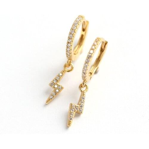 925 Sterling Silver Earring Fashion Zircon Lightning Short Pendant Drop Ear Ring Ear Bone Cute Sweet Trend Female Ear Jewelry