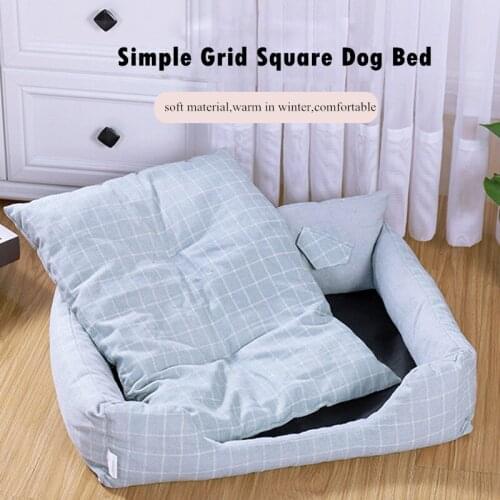 Warm Lattice Dog House Kennel for Small Medium Large Dogs Cat Litter Bed Puppy Sleeping Bed Mattress Square Pet Cushion