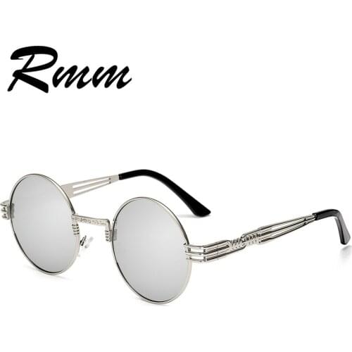 RMM Gothic Steampunk Sunglasses Men Women Metal WrapEyeglasses Round Shades Brand Designer Sun glasses Mirror High Quality UV400