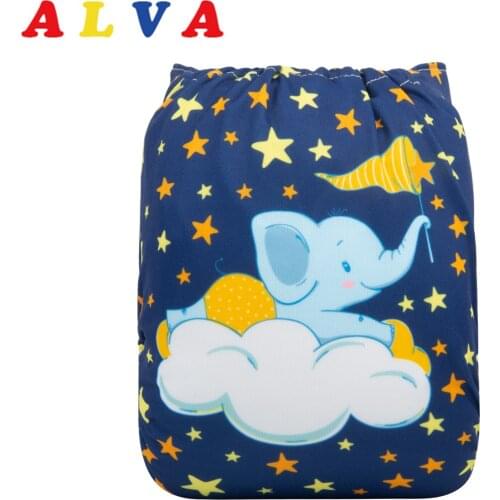 ALVABABY Cloth Diapers Baby New Printed Positioning Cloth Nappy with 1pc Microfiber Insert