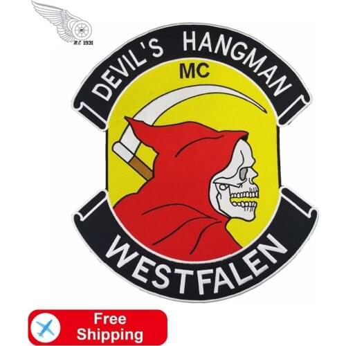 Westfalen Devils MC Embroidered Club Iron on Patches for Clothing Biker Applique Motorcycle Accessories Jacket DIY Skull Badge