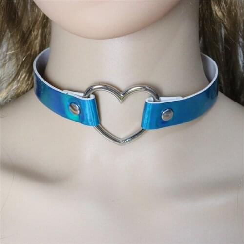 Women Girls Choker Adjustable Hollow out Heart Punk Choker Faux Leather Choker for Party Cosplay Jewelry Accessories