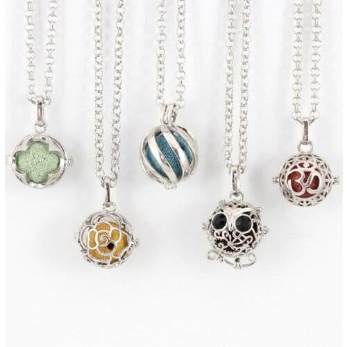 1PC Cage locket Fit for 16mm Lava Stone Essential Oil Diffuser locket Necklaces Aromatherapy Locket Necklace