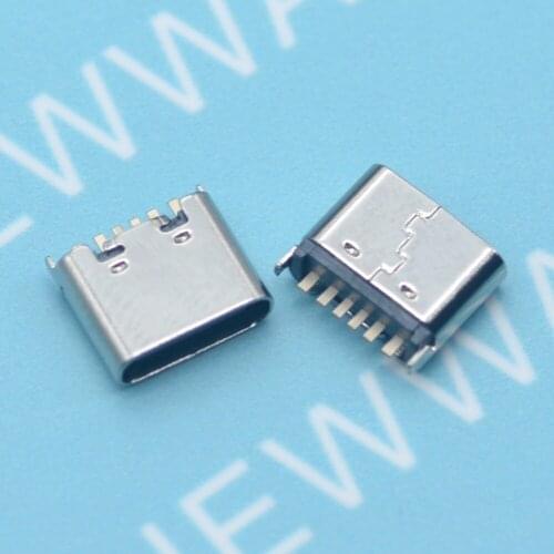 10Pcs/Lot Micro Usb Jack 3.1 Type-C 6Pin 180 Degree Female Connector For Mobile Phone Charging Port Charging Socket Good Quality