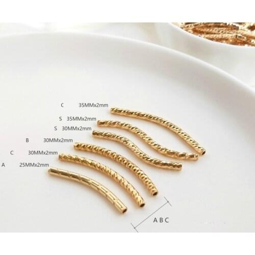 14k Gold Plating Never Fade Cut Facet Curved Pipe S-Shaped Tube DIY Handmade Bracelet String Jewelry Accessories 10pcs/50pcs