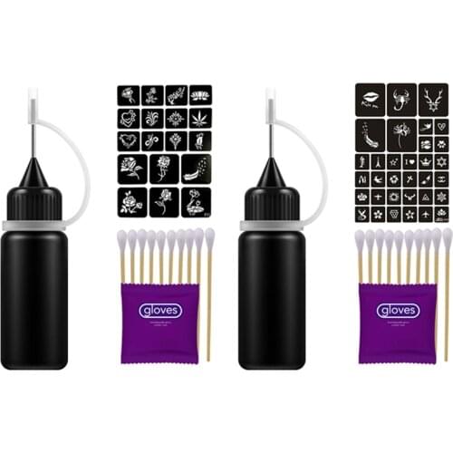 2 Set Temporary Tattoo Ink Jagua Fruit Gel/Ink No Chemicals No Alcohol 10Ml Tattoo Stickers - F11 & Y17