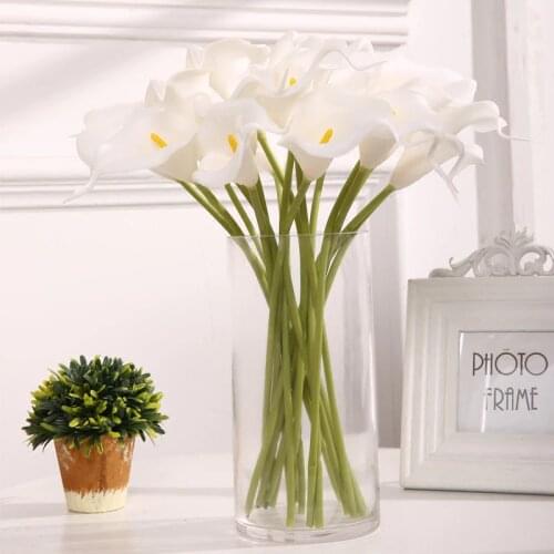 5P White Pink Real Touch Artificial Calla lily Flower DIY Bridal Wedding Bouquet Wedding Party Decoration Home Decorative Flower