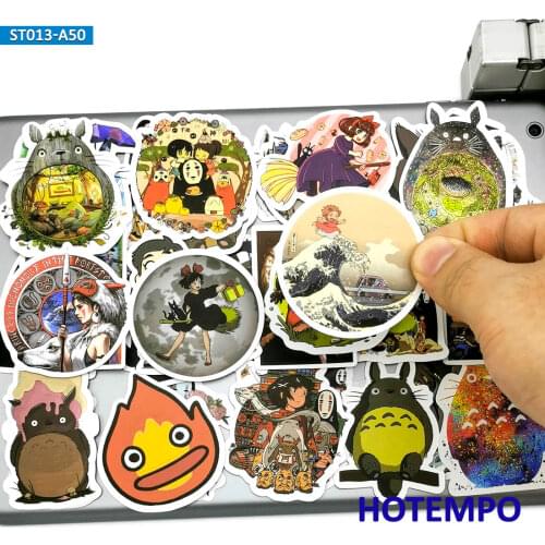 50pcs Japan Anime Movie Miyazaki Hayao Mix Cute Decal Stickers Pack for Kids DIY Phone Laptop Luggage Skateboard Cartoon Sticker