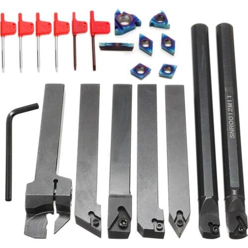 7pcs 12mm Shank Lathe Boring Bar Turning Tool Holder Set With Blue Carbide Inserts Draaigereedschap Houders