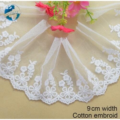 9cm width Cotton embroid lace sewing ribbon guipure lace african lace fabric trim warp knitting DIY Garment Accessories#1776