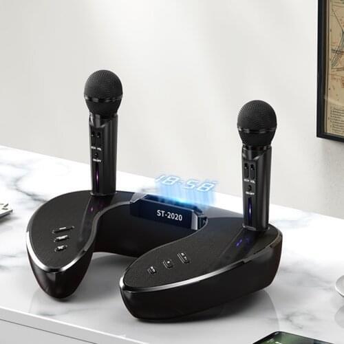 ST-2020 Home K Song Wireless Bluetooth Speaker Dual Microphone Computer Outdoor Portable Compatible 3D Stereo Subwoofer TF Card