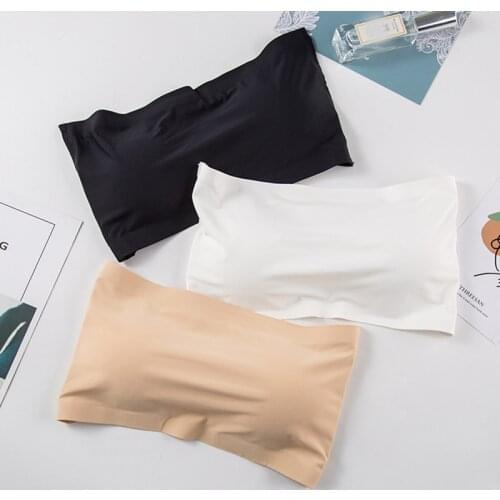 Seamless One-piece Tube Tops Women Removable Pads Intimates Basic Strapless Bra Sexy Lingerie Laides Bandeau Push Up Crop Tops