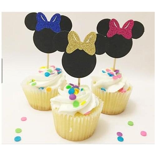 Glitter Mouse Ears birthday cupcake toppers baby shower wedding engagement doughnut food treats picks party decorations
