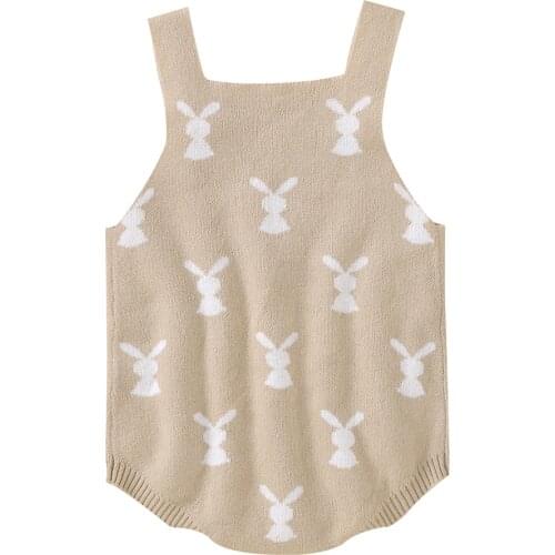 Newborn Baby Girls Boys Bodysuits Cute Rabbit Pattern Romper Fashion Sleeveless Infant Toddler Bodysuit Jumpsuits 0 -18M