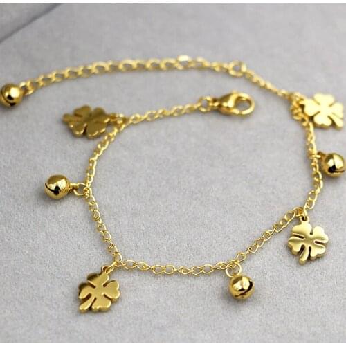 New Arrival Flowers And Bell Anklets For Women Titanium Steel Gold Rose Gold Colors Women Jewelry Anklets Wholesale