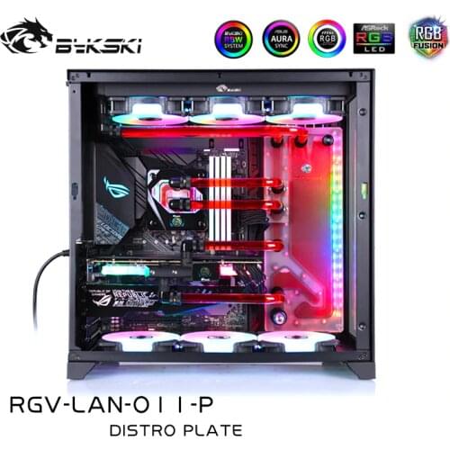 Bykski RGV-LAN-O11-P Distro Plate For Lian Li PC-O11 Dynamic Case, Bykski Waterway Board For Single GPU Building