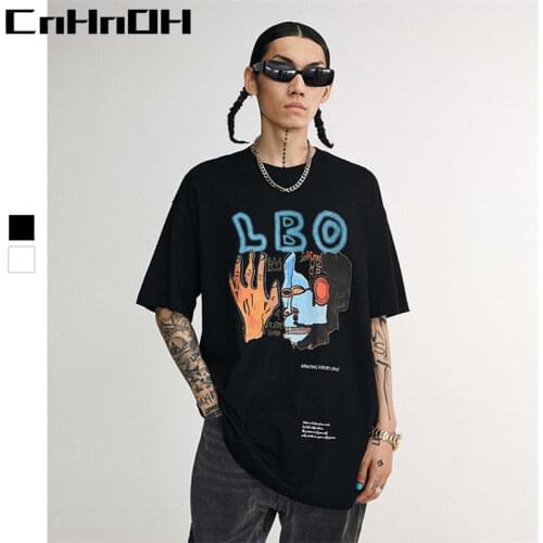 CnHnOH New Arrival Teeshirt Homme Instagram Mens T-shirts Oversized Top Look Straight In The Eye Clothing Tee Shirt B009