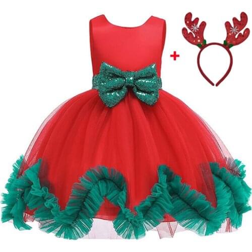 3-10 Years Girls Dress Printing Christmas Princess Dresses Birthday Present Festival Party Costume Kids Dresses New Year clothin