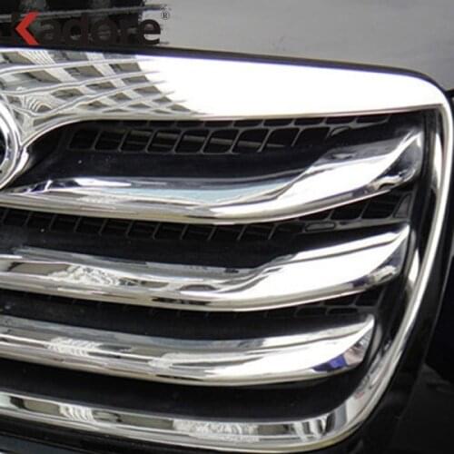 For Hyundai Santa Fe 2010 2011 2012 ABS Chrome Auto Front Center Grille Around Trim Racing Grill Strip Accessories Car Styling
