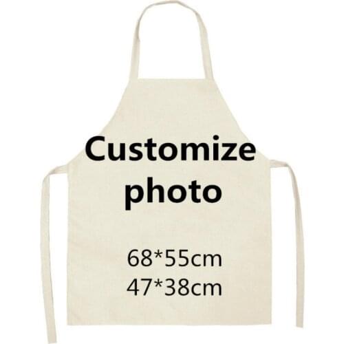 Customized Photo Aprons Kitchen Apron for Woman Waist Baking Bib Kitchen Cooking Pinafore Cleaning Tools 68*55cm tablier enfant
