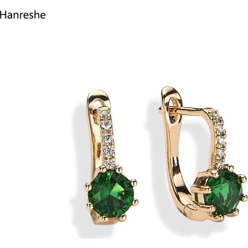 Hanreshe Korea Stud Earring Vintage Punk Jewelry Party Copper Cute Romantic Simple Small Pink Green Rhinestone Earring Girl Gift