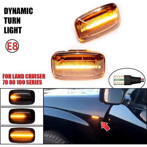 2Pcs For Toyota Land Cruiser Landcruiser 70 80 100 Series Car Dynamic Blinkers Indicator LED Side Light Flowing Turn Signal Lamp