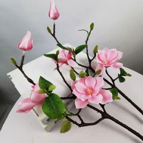 Artificial Magnolia flower branch for home wedding decoration fake flowers garden decor