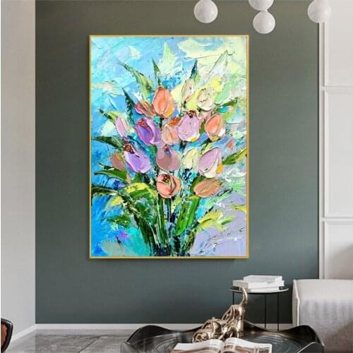 Handmade oil painting canvas abstract oil painting modern wall art living room decorative frameless flower murales para la pared