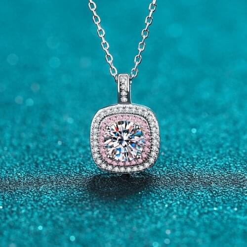 925 Sterling Silver Classic Moissanite Diamond Pendant Passed Diamond Test Perfect Cut Square Pendant Necklace Luxury Jewelry