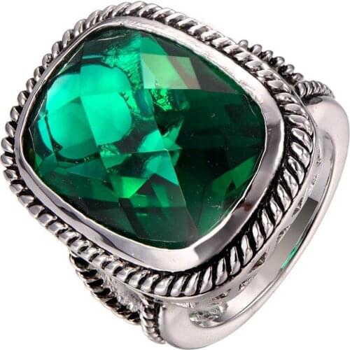 Huge Simulated Emerald 925 sterling silver Fashion Design Ring Size 6 7 8 9 10 F1289