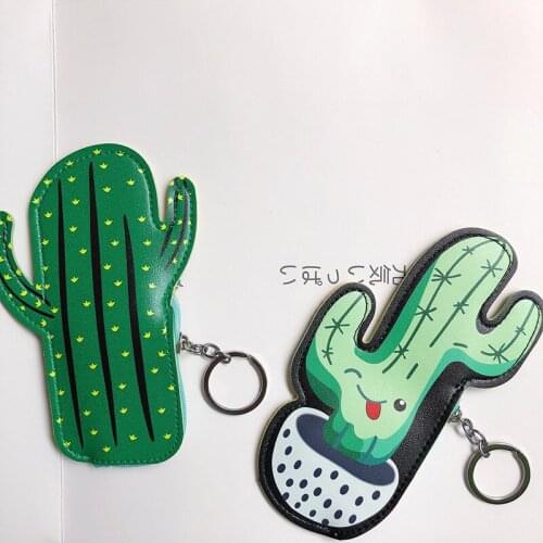 Creative cartoon zero wallet PU key bag simulation cactus shape coin bag earphone cable storage bag